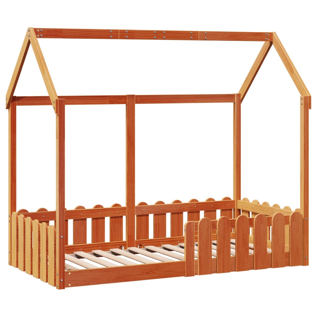 Giroletto Casetta Bambini Marrone Cera 80x160 cm Massello Pino | homemem39