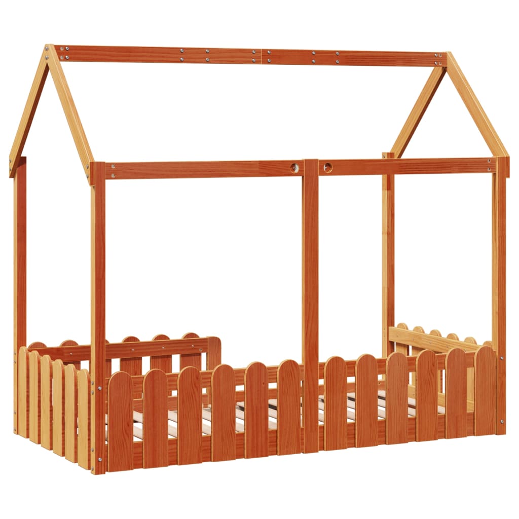 Giroletto Casetta Bambini Marrone Cera 80x160 cm Massello Pino | homemem39