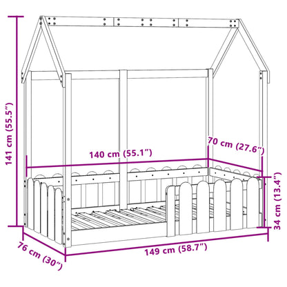 Giroletto Casetta per Bambini 70x140 cm Legno Massello di Pino | homemem39