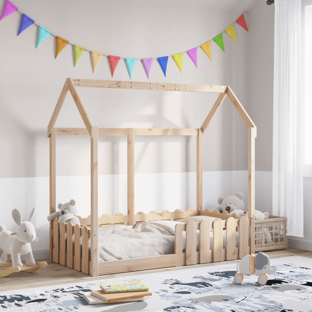 Giroletto Casetta per Bambini 70x140 cm Legno Massello di Pino | homemem39
