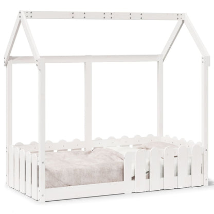 Giroletto Casetta Bambini Bianco 70x140 cm Legno Massello Pino - homemem39