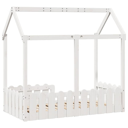 Giroletto Casetta Bambini Bianco 70x140 cm Legno Massello Pino | homemem39