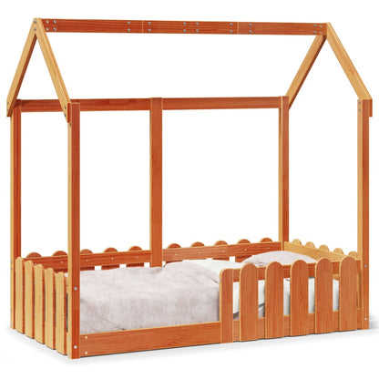 Giroletto Casetta Bambini Marrone Cera 70x140 cm Massello Pino | homemem39