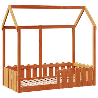 Giroletto Casetta Bambini Marrone Cera 70x140 cm Massello Pino | homemem39