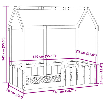 Giroletto Casetta Bambini Marrone Cera 70x140 cm Massello Pino | homemem39
