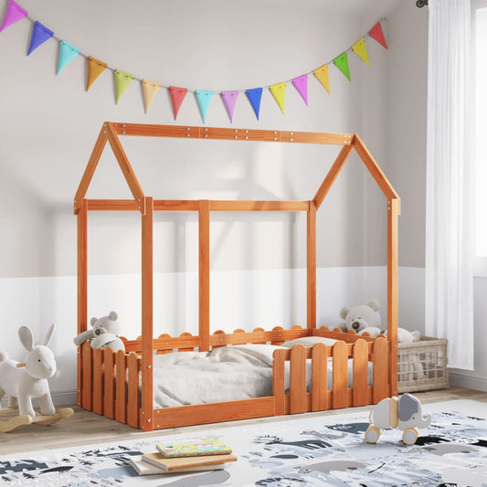 Giroletto Casetta Bambini Marrone Cera 70x140 cm Massello Pino | homemem39