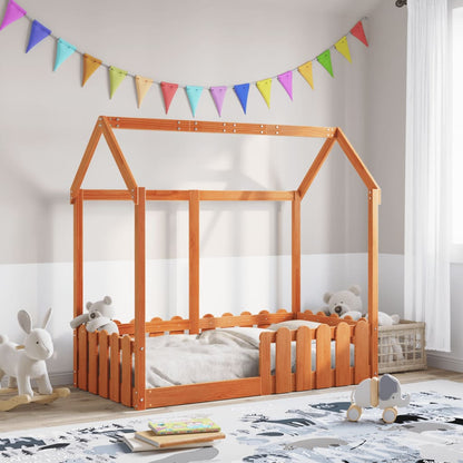 Giroletto Casetta Bambini Marrone Cera 70x140 cm Massello Pino - homemem39