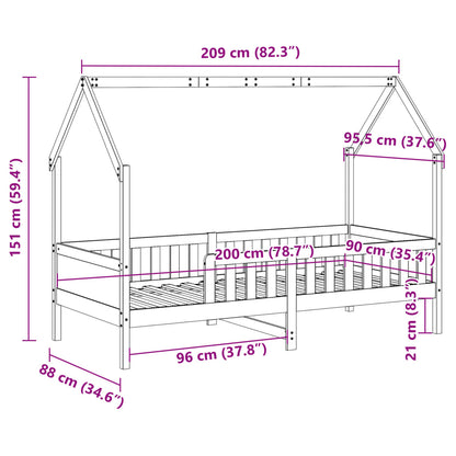 Giroletto Casetta per Bambini 90x200 cm Legno Massello di Pino | homemem39