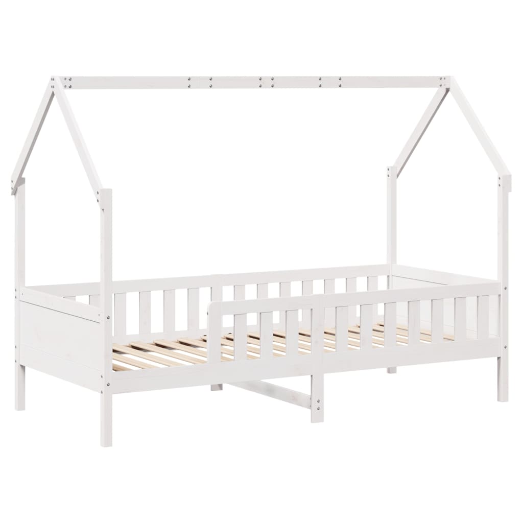 Giroletto Casetta Bambini Bianco 90x200 cm Legno Massello Pino - homemem39
