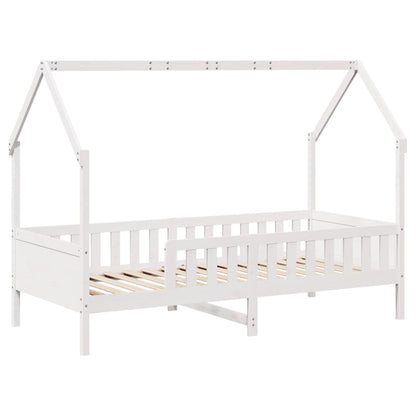 Giroletto Casetta Bambini Bianco 90x200 cm Legno Massello Pino - homemem39