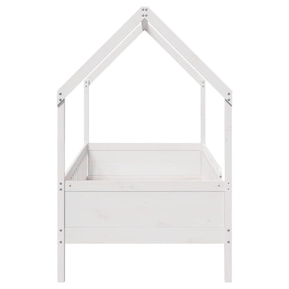 Giroletto Casetta Bambini Bianco 90x200 cm Legno Massello Pino | homemem39