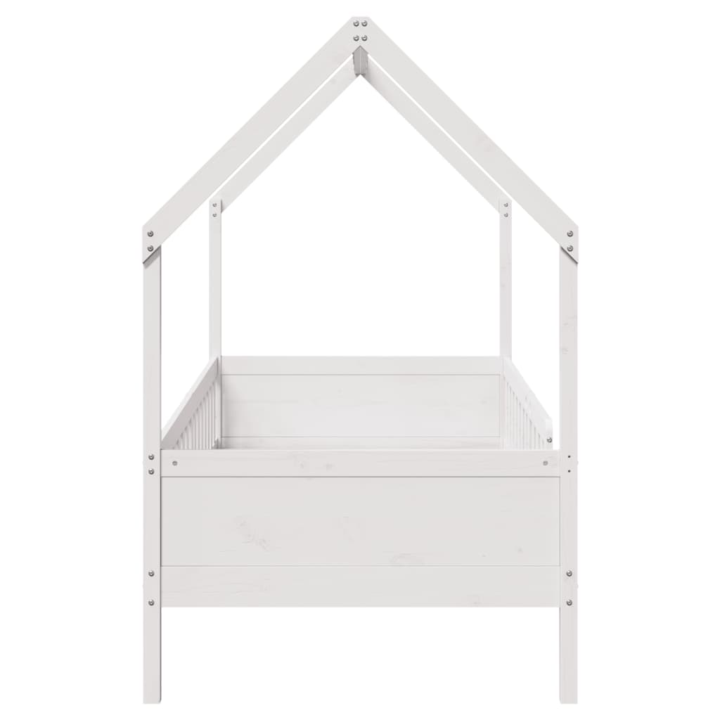 Giroletto Casetta Bambini Bianco 90x200 cm Legno Massello Pino - homemem39