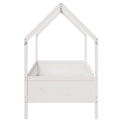 Giroletto Casetta Bambini Bianco 90x200 cm Legno Massello Pino - homemem39