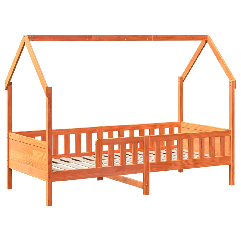 Giroletto Casetta Bambini Marrone Cera 90x200 cm Massello Pino - homemem39