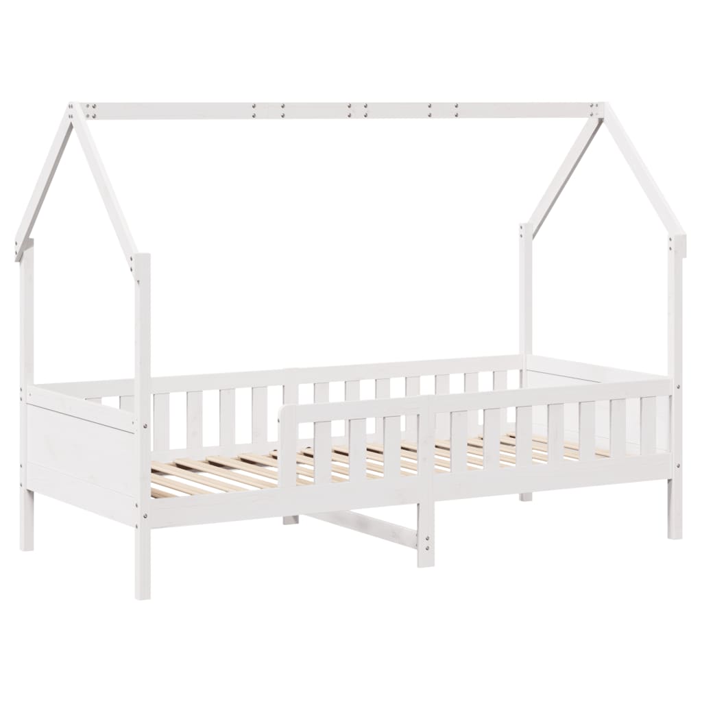Giroletto Casetta Bambini Bianco 80x200 cm Legno Massello Pino - homemem39