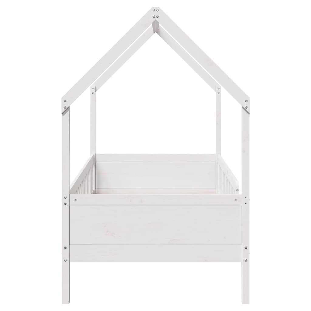 Giroletto Casetta Bambini Bianco 80x200 cm Legno Massello Pino | homemem39