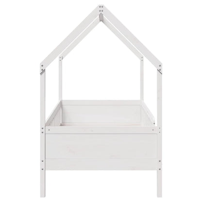 Giroletto Casetta Bambini Bianco 80x200 cm Legno Massello Pino | homemem39