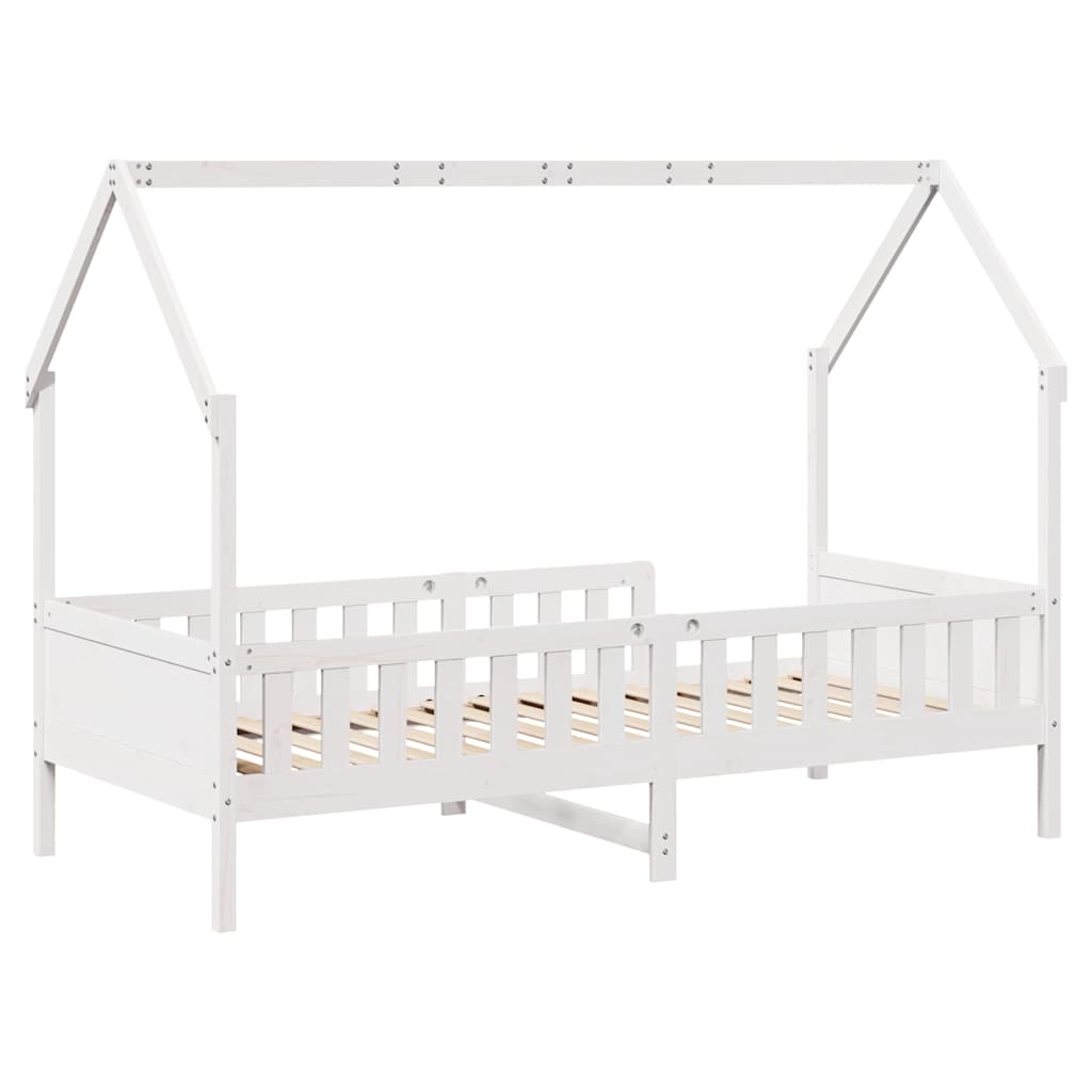 Giroletto Casetta Bambini Bianco 80x200 cm Legno Massello Pino | homemem39