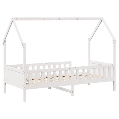 Giroletto Casetta Bambini Bianco 80x200 cm Legno Massello Pino - homemem39