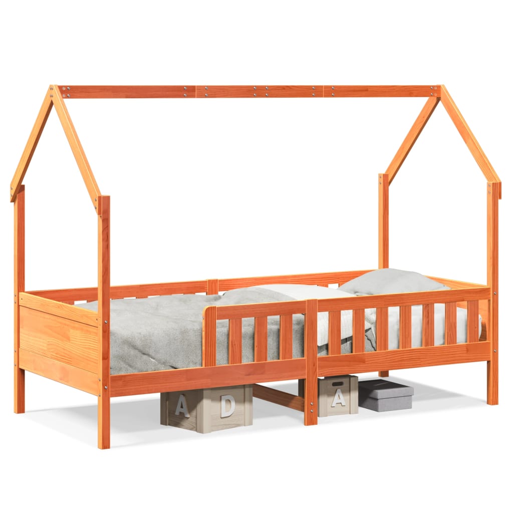 Giroletto Casetta Bambini Marrone Cera 80x200 cm Massello Pino | homemem39