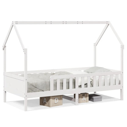 Giroletto Casetta Bambini Bianco 90x190 cm Legno Massello Pino - homemem39