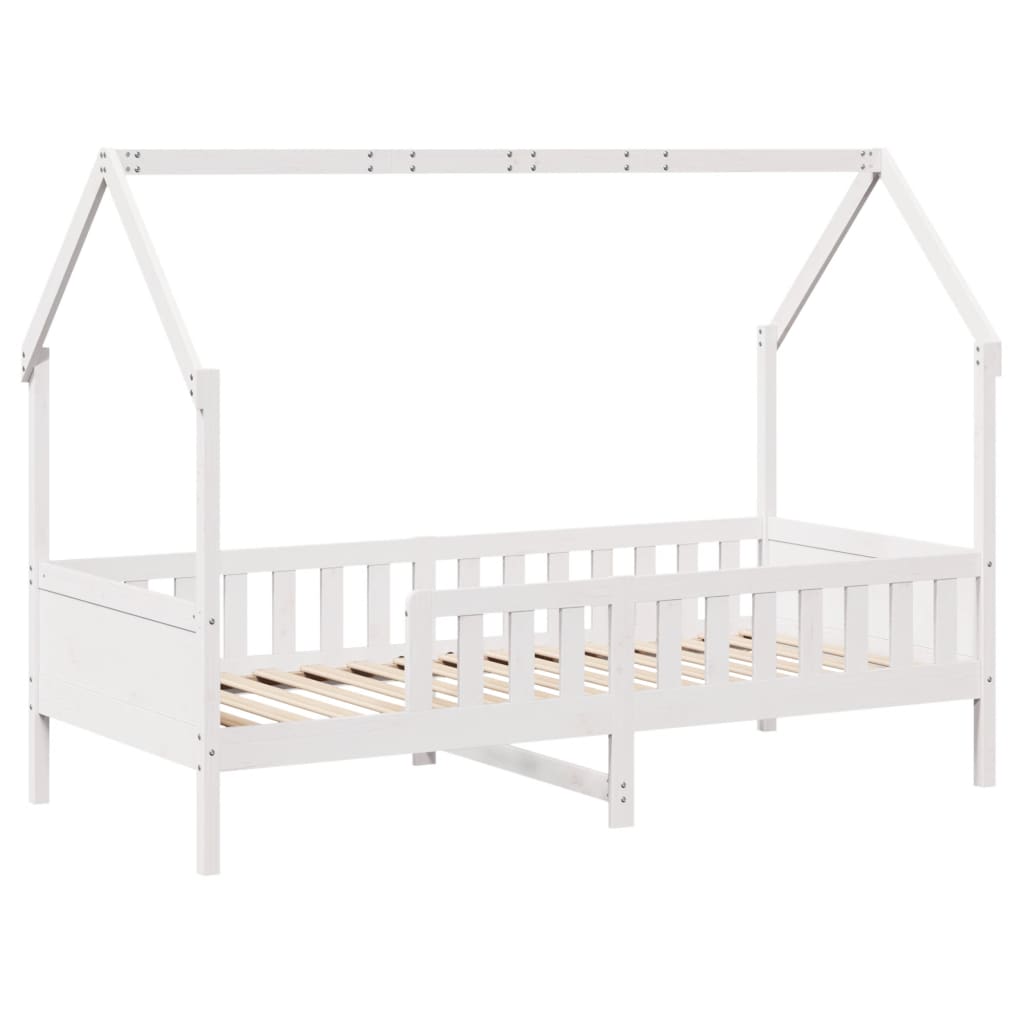 Giroletto Casetta Bambini Bianco 90x190 cm Legno Massello Pino | homemem39