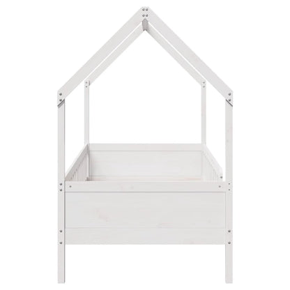 Giroletto Casetta Bambini Bianco 90x190 cm Legno Massello Pino - homemem39