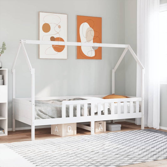Giroletto Casetta Bambini Bianco 90x190 cm Legno Massello Pino | homemem39