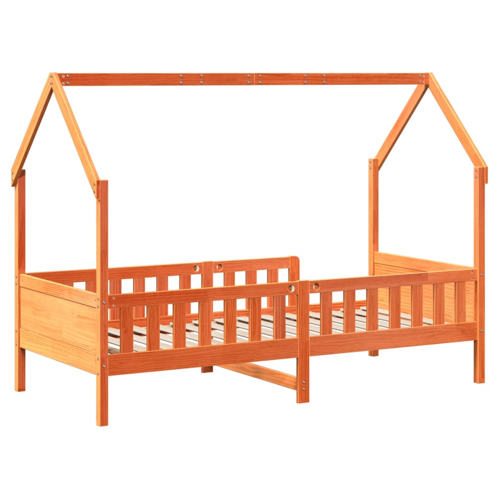 Giroletto Casetta Bambini Marrone Cera 90x190 cm Massello Pino | homemem39