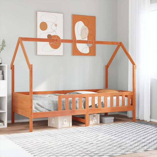 Giroletto Casetta Bambini Marrone Cera 90x190 cm Massello Pino | homemem39