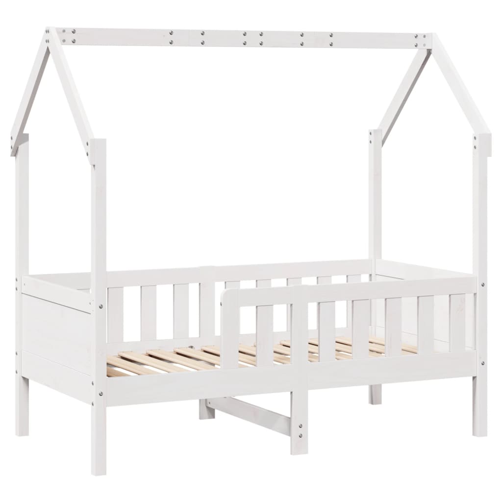 Giroletto Casetta Bambini Bianco 80x160 cm Legno Massello Pino - homemem39