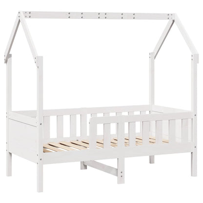 Giroletto Casetta Bambini Bianco 80x160 cm Legno Massello Pino - homemem39