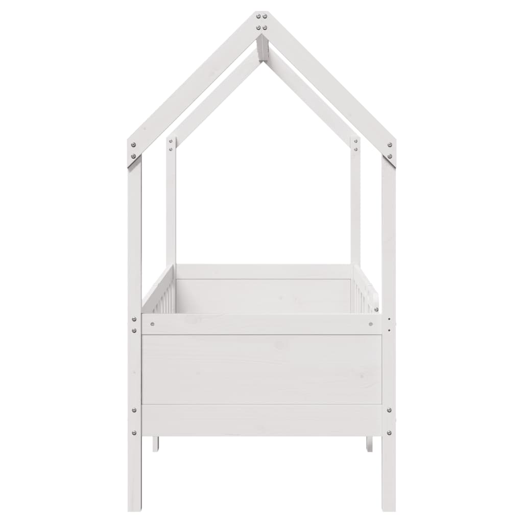 Giroletto Casetta Bambini Bianco 80x160 cm Legno Massello Pino | homemem39