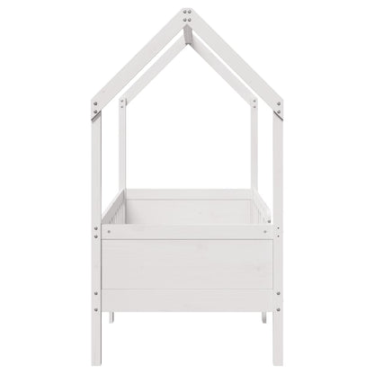 Giroletto Casetta Bambini Bianco 80x160 cm Legno Massello Pino | homemem39