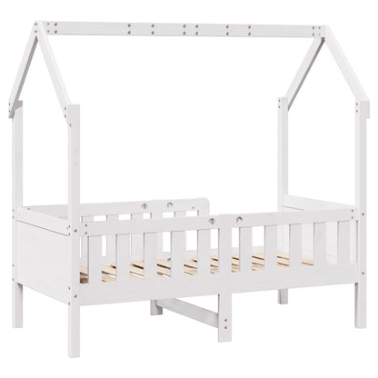Giroletto Casetta Bambini Bianco 80x160 cm Legno Massello Pino | homemem39
