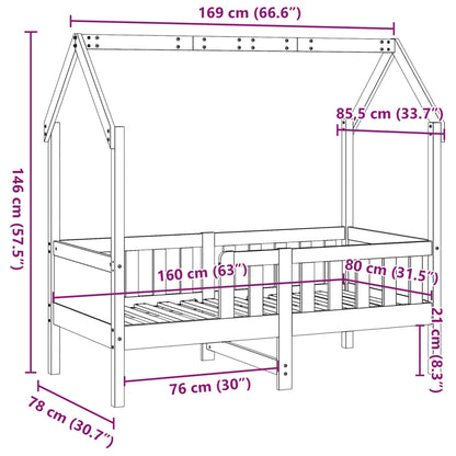 Giroletto Casetta Bambini Bianco 80x160 cm Legno Massello Pino | homemem39
