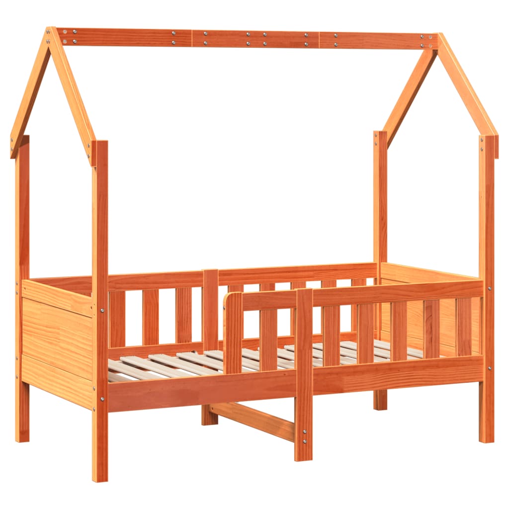 Giroletto Casetta Bambini Marrone Cera 80x160 cm Massello Pino | homemem39
