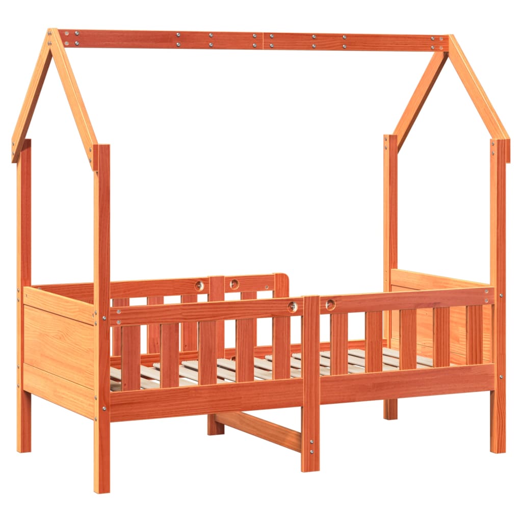 Giroletto Casetta Bambini Marrone Cera 80x160 cm Massello Pino | homemem39