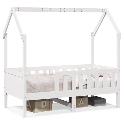 Giroletto Casetta Bambini Bianco 70x140 cm Legno Massello Pino - homemem39