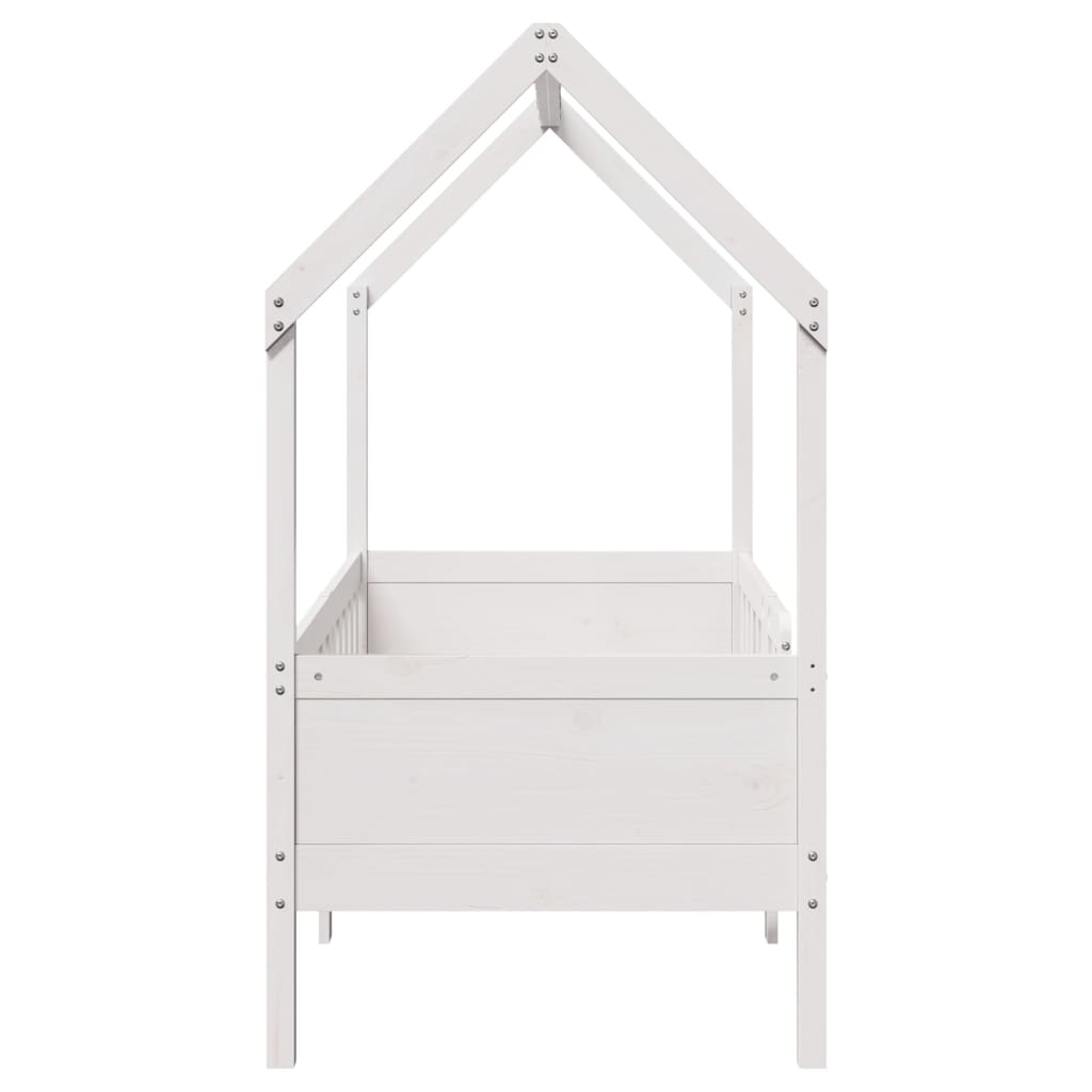 Giroletto Casetta Bambini Bianco 70x140 cm Legno Massello Pino - homemem39