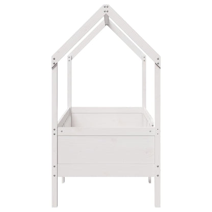 Giroletto Casetta Bambini Bianco 70x140 cm Legno Massello Pino - homemem39