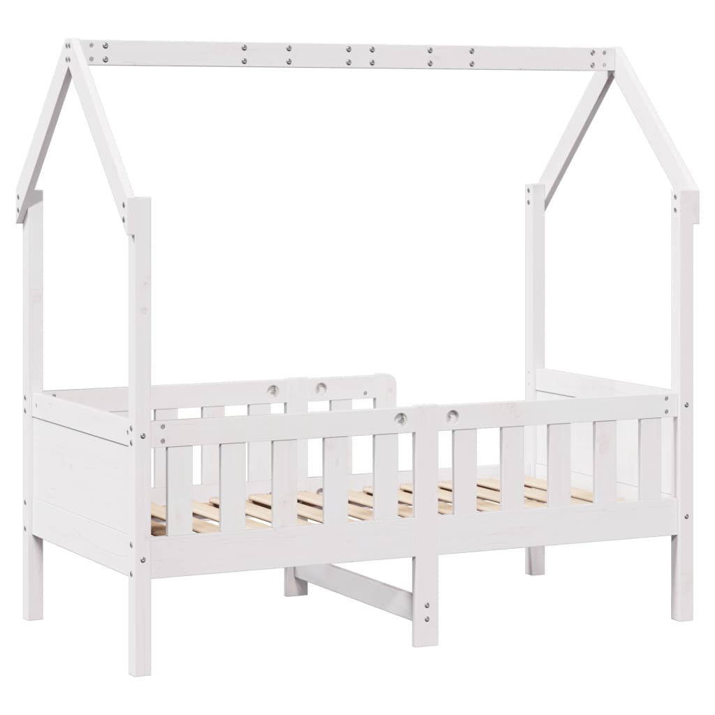 Giroletto Casetta Bambini Bianco 70x140 cm Legno Massello Pino - homemem39