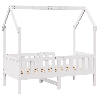 Giroletto Casetta Bambini Bianco 70x140 cm Legno Massello Pino - homemem39