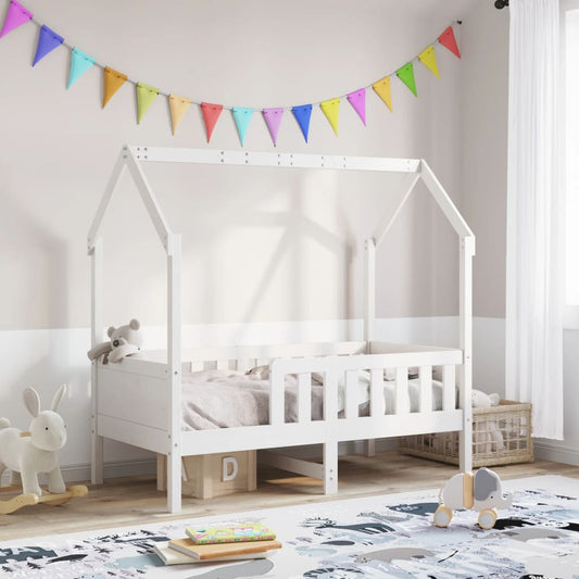 Giroletto Casetta Bambini Bianco 70x140 cm Legno Massello Pino - homemem39