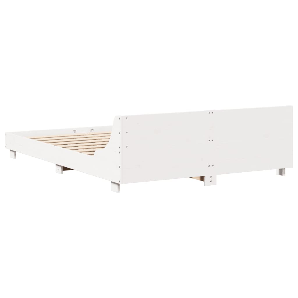 Letto senza Materasso Bianco 160x200 cm Legno Massello di Pino | homemem39