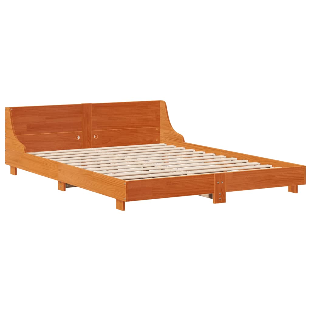 Letto senza Materasso Marrone Cera 160x200 cm in Legno di Pino - homemem39