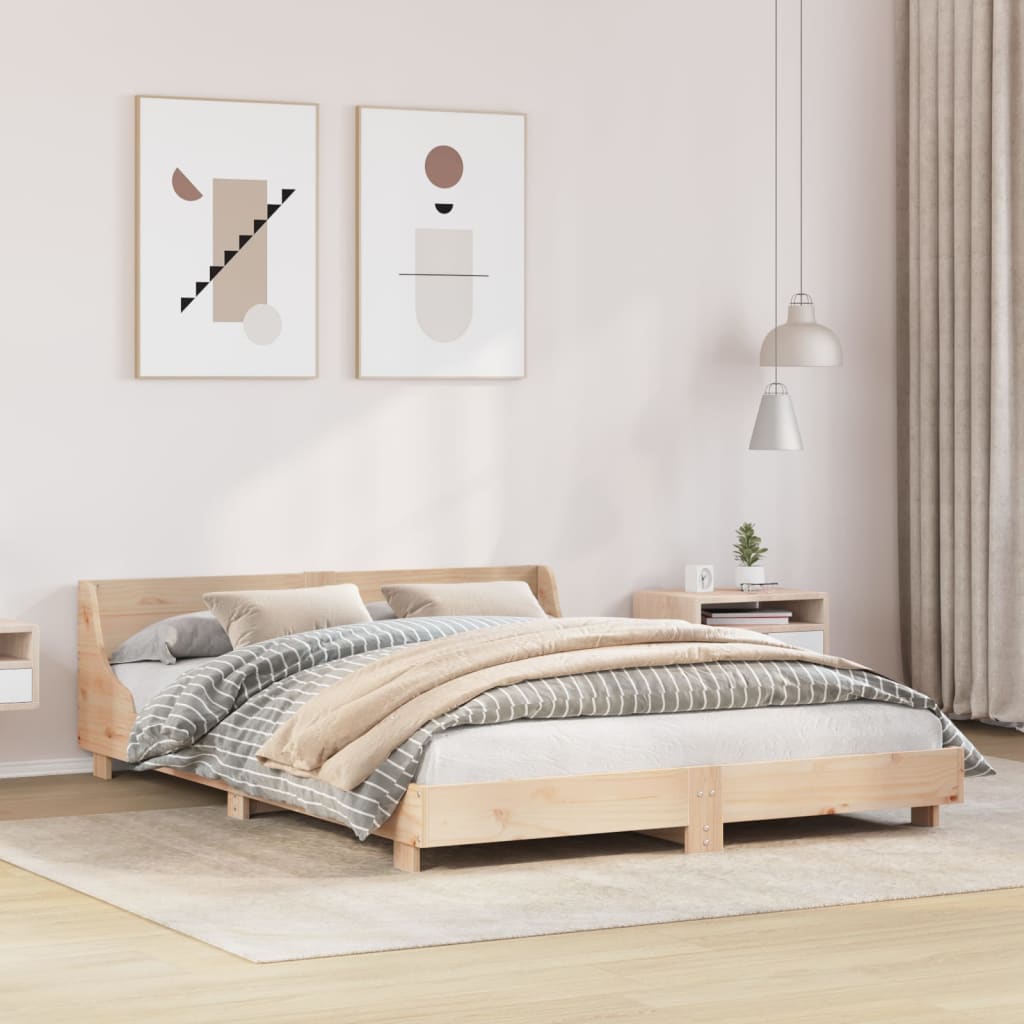 Letto senza Materasso 140x200 cm in Legno Massello di Pino - homemem39