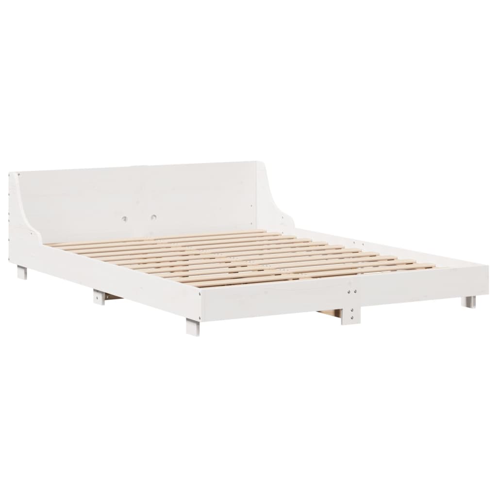 Letto senza Materasso Bianco 140x200 cm Legno Massello di Pino | homemem39