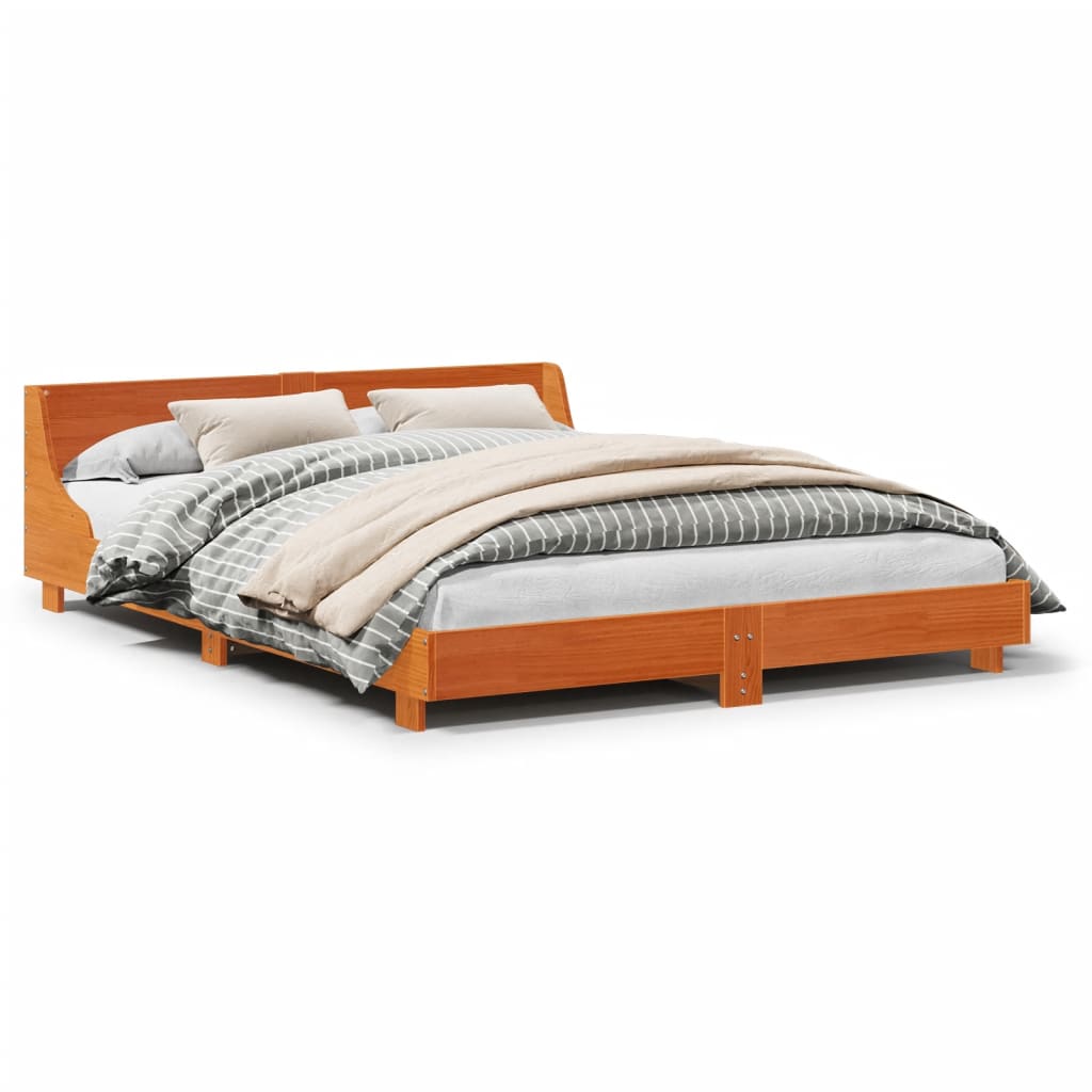 Letto senza Materasso Marrone Cera 120x200 cm in Legno di Pino | homemem39
