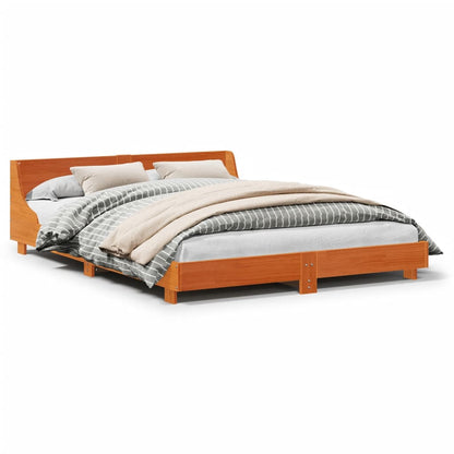 Letto senza Materasso Marrone Cera 120x200 cm in Legno di Pino | homemem39